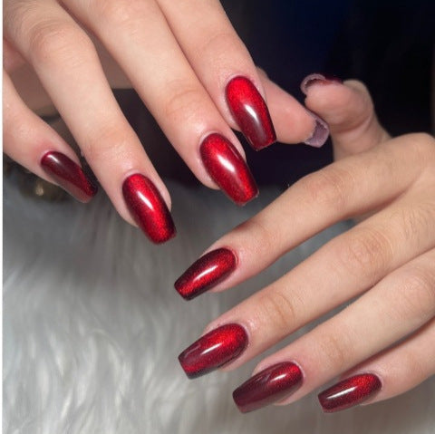 Glamorous Night Out Medium Coffin Shaped Shimmering Red Press on Nail Set