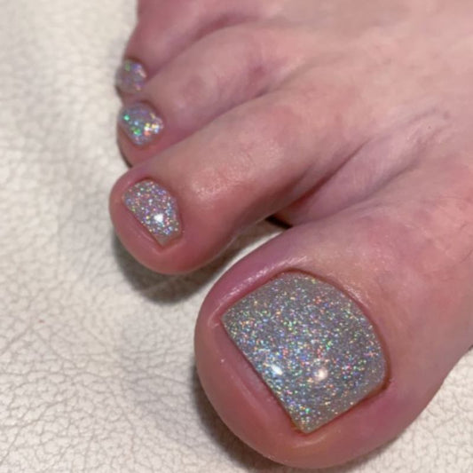 Glistening Dreams Short Square Clear Glitter Press On Toenail Set