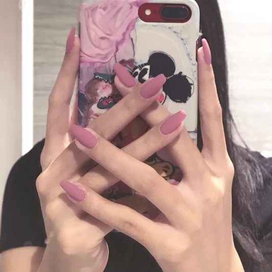 Enchanted Elegance Medium Coffin Matte Pink Press On Nail Set with Comfort Flex Technology