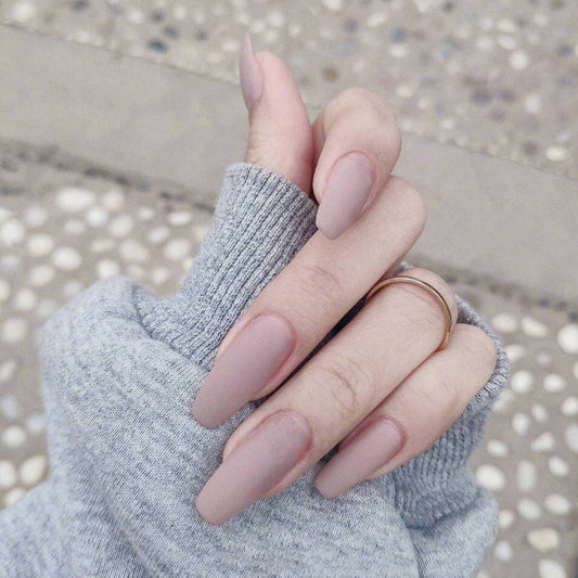 Elegant Affair Long Coffin Blush Pink Press-On Nails with Seamless Fit Design