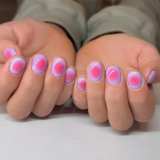 Whimsical Dreamscape Short Round Pastel Ombre Nail Set