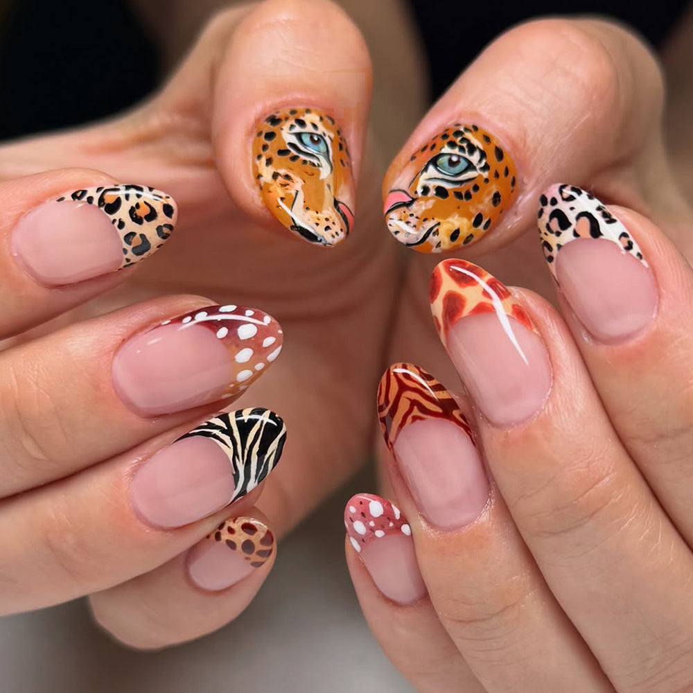 Wild Safari Short Almond Animal Print Press-On Nail Set