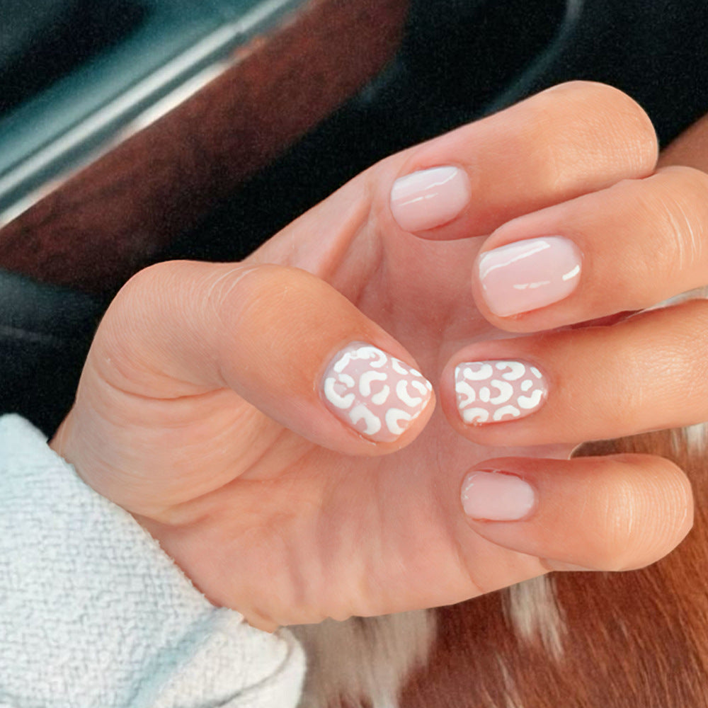 Chic Animal Print Short Square Soft Pink Press on Nail Set