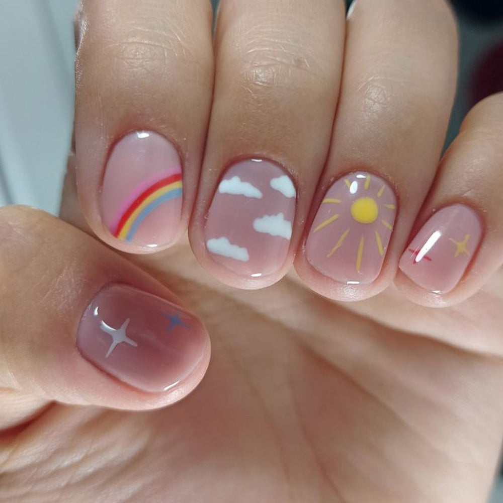 Sunny Daydream Short Squoval Pastel Shades with Whimsical Designs