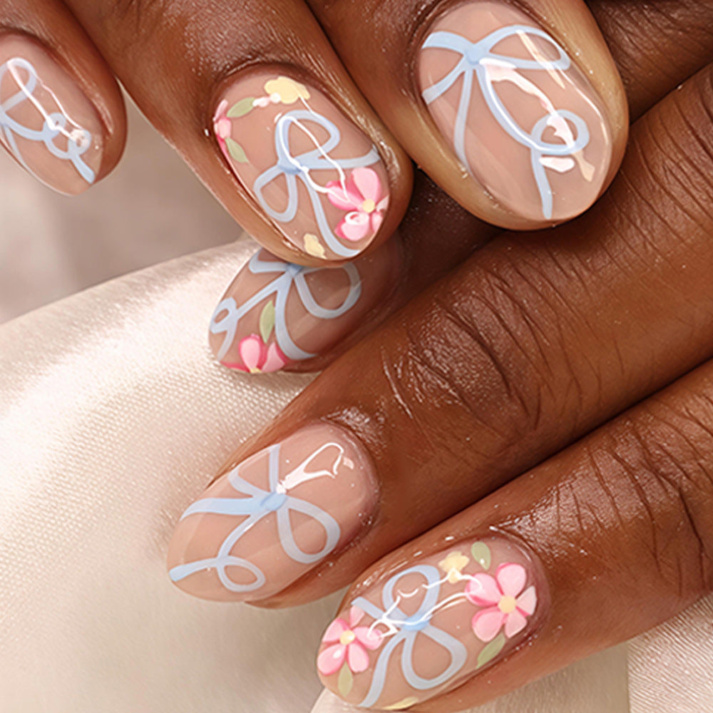Floral Dream Short Oval Pastel Patterned Press On Nail Set