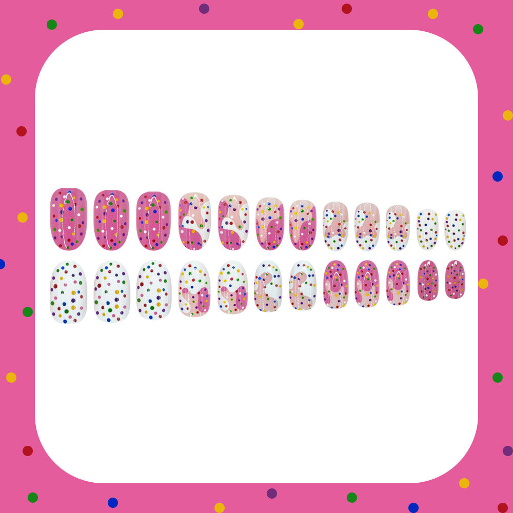 Sweet Treats Short Oval Pink with Colorful Sprinkles Press on Nail Set