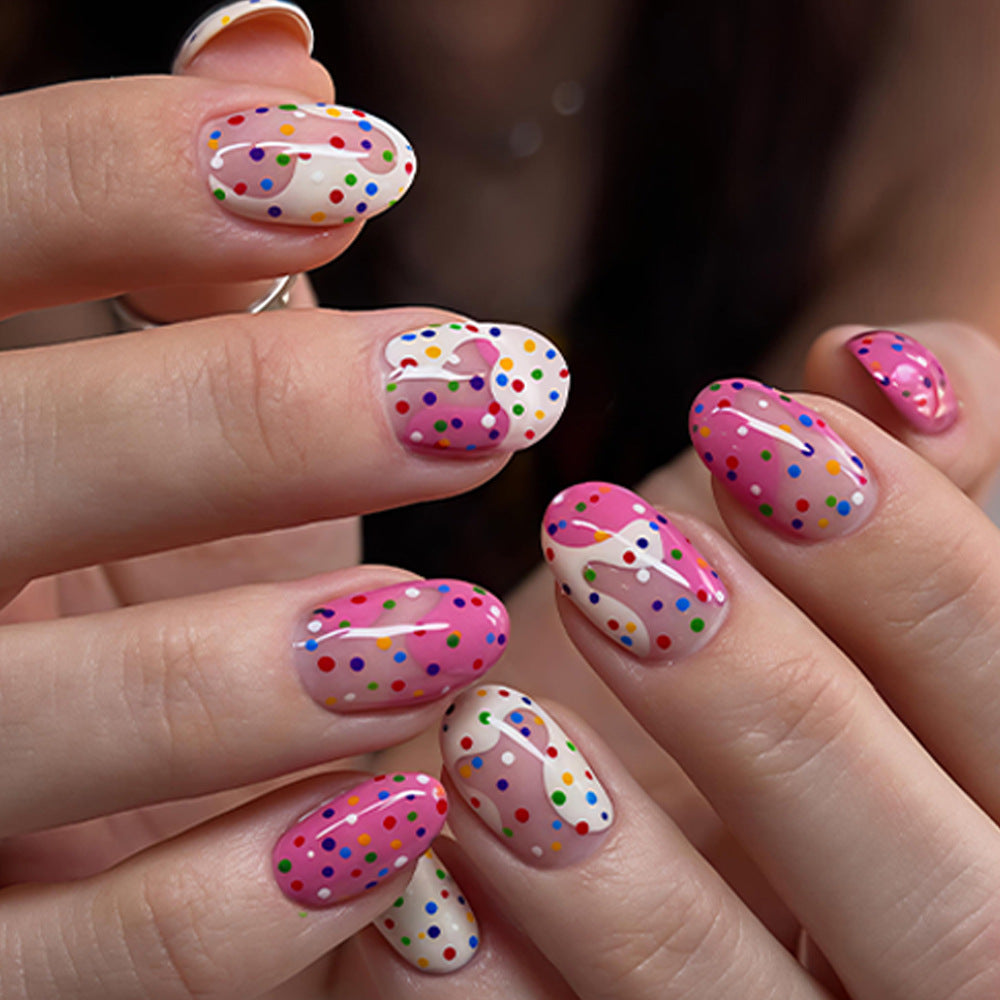 Sweet Treats Medium Round Colorful Sprinkles Nail Set