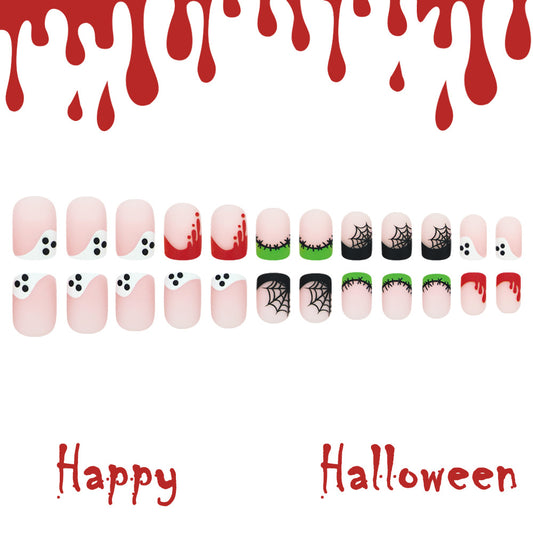 Spooky Short Square Blood Drip and Ghost Press-On Nail Set