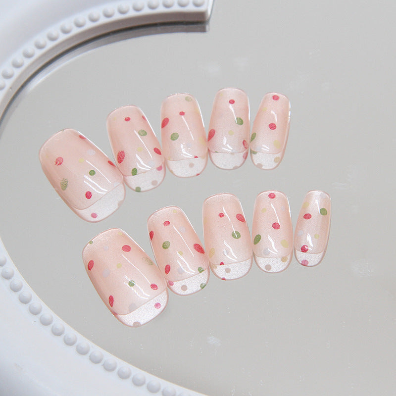 Spring Blossom Collection Short Square Pink Press On Nails with Floral Accents