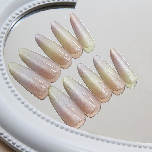 Enchanted Glow Long Stiletto Pastel Ombre Press On Nail Set with Iridescent Finish