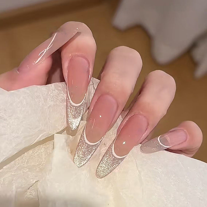 Glistening Evening Star Long Stiletto Transparent and Sparkling Press on Nail Set
