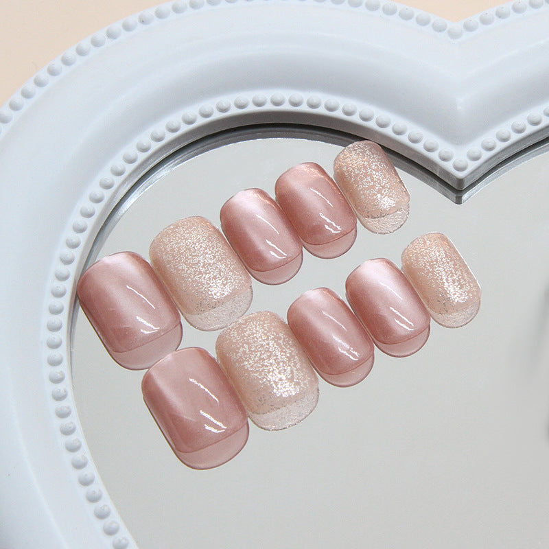 Enchanted Garden Dreamy Short Squoval Blush Pink Press On Nail Set with Sparkling Accent Finish