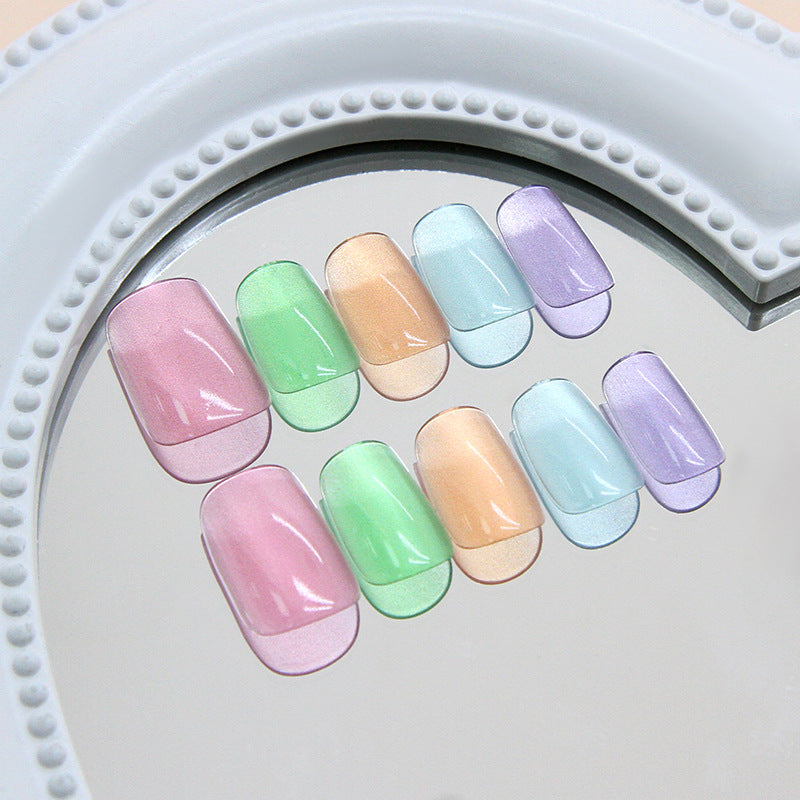 Whimsical Dream Pastel Short Square Shape Medium Length Press On Nail Set with Unique Sheer Finish
