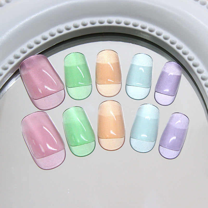 Whimsical Garden Dreamy Short Square Pastel Nail Set with Iridescent Finish