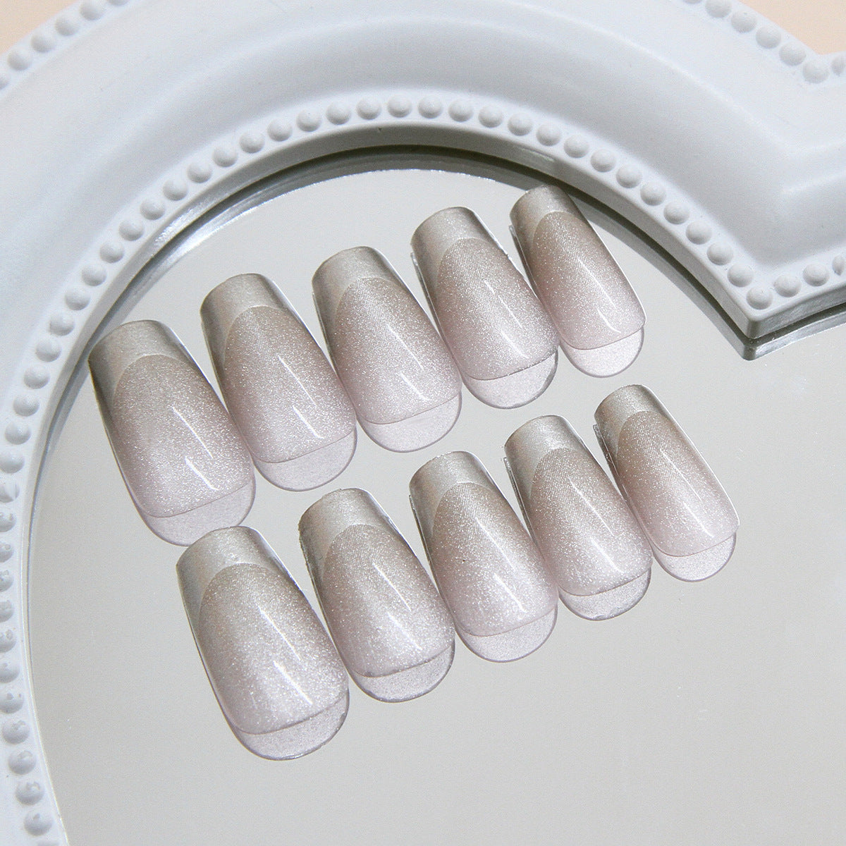 Glamorous Elegance Medium Coffin Shaped Shimmering Pink Press On Nail Set