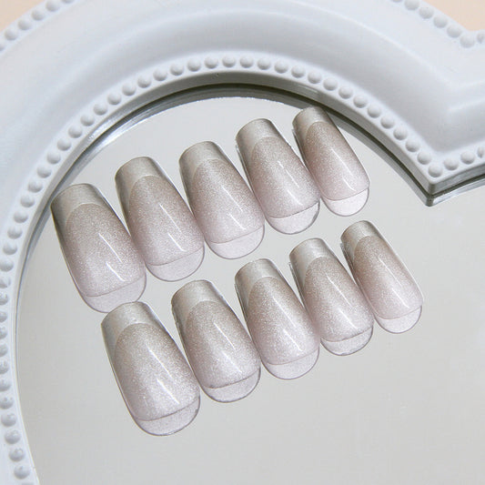 Glamorous Elegance Medium Coffin Shaped Shimmering Pink Press On Nail Set