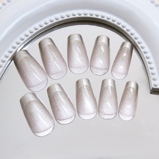 Glistening Elegance Press on Nail Set Medium Coffin Soft Pink with Stunning Shimmer Finish