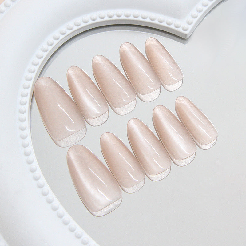 Elegant Dreamy Long Almond Shaped Soft Pink Glossy Press On Nail Set with Seamless Finish