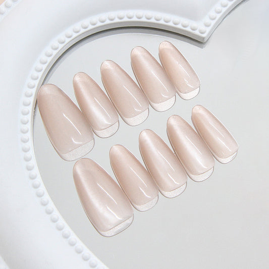 Elegant Dreamy Long Almond Shaped Soft Pink Glossy Press On Nail Set with Seamless Finish
