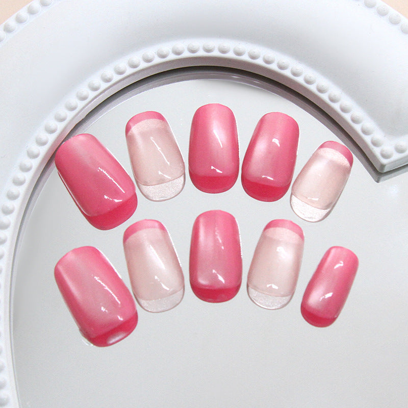 Whimsical Garden Medium Coffin Pink Ombre Press On Nail Set with Glossy Finish