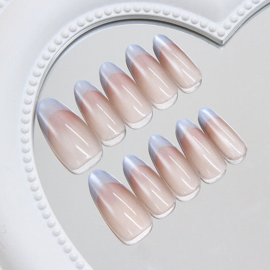 Elegant Rosewood Long Almond Shape Soft Pink with Glossy Tips and Ombre Effect Press-On Nail Set