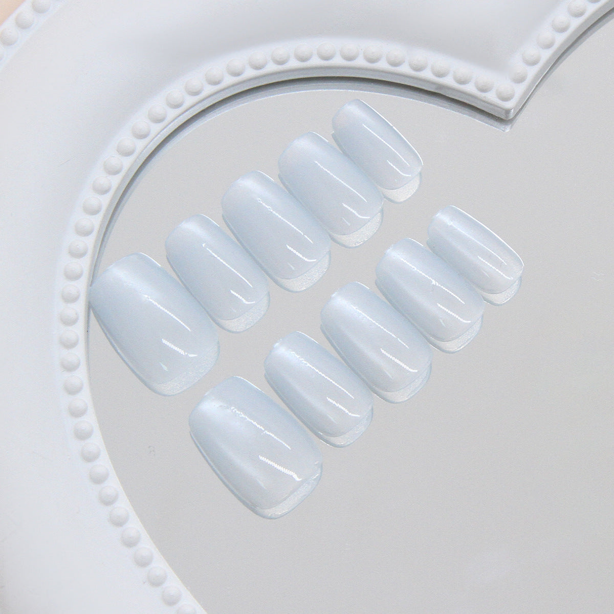 Winter Wonderland Elegant Medium Square Pastel Blue Press-On Nail Set with Glossy Finish