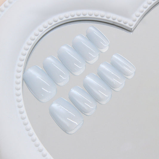 Winter Wonderland Elegant Medium Square Pastel Blue Press-On Nail Set with Glossy Finish