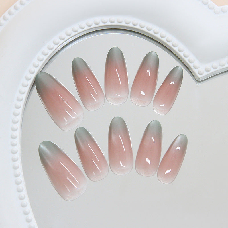 Whimsical Elegance Long Almond Gradient Pink and White Ombre Press on Nail Set