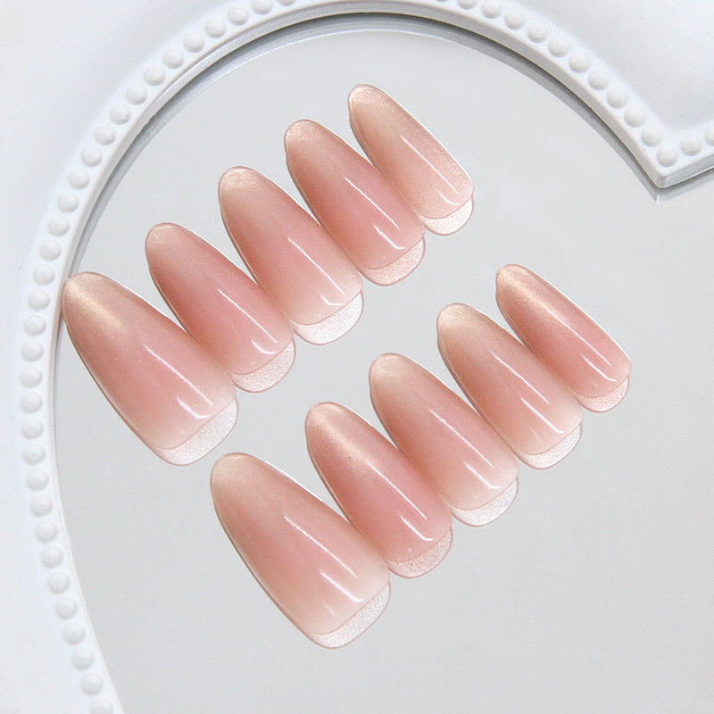 Elegant Blossom Long Almond Blushing Pink Gradient Press On Nail Set