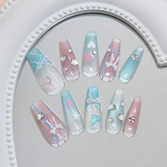 Whimsical Dreams Long Coffin Pastel with Charming Embellishments Press-On Nail Set