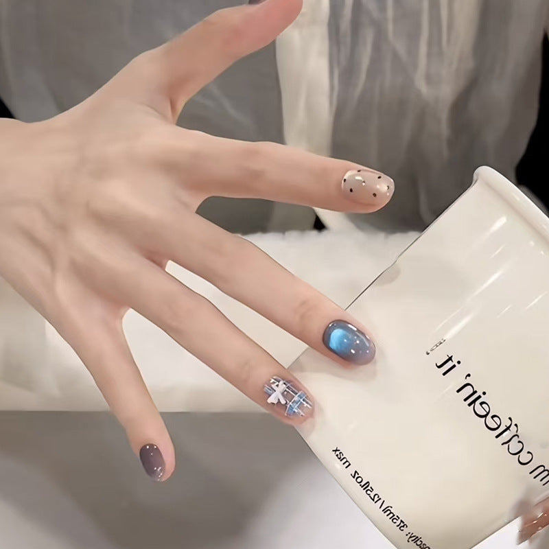 Enchanted Oasis Short Oval Rainbow Ombre Design Press On Nail Set