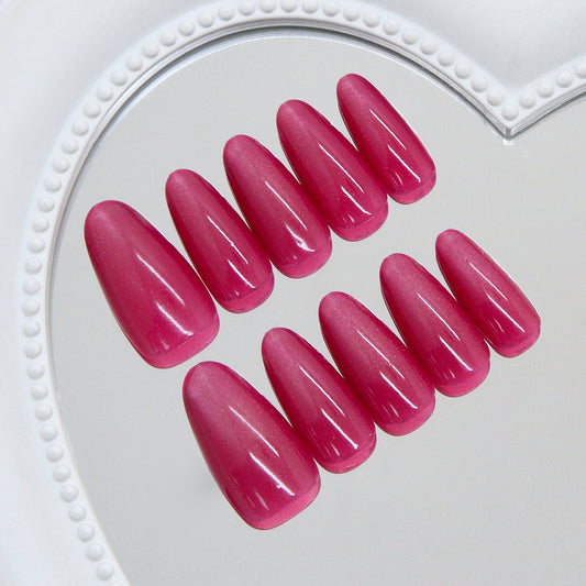 Charming Blossom Long Almond Pink Ombre Glossy Press On Nail Set