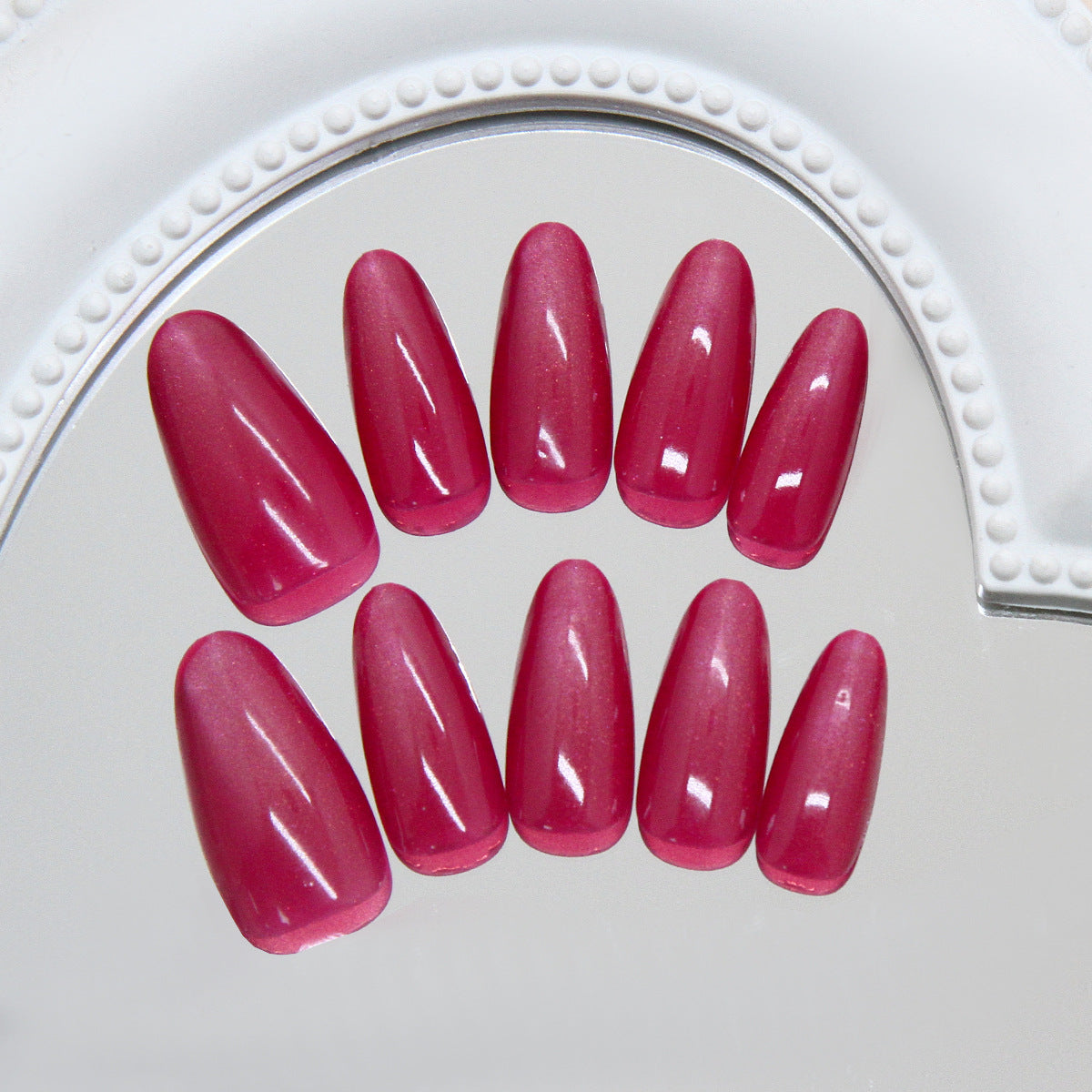 Chic Rose Dream Long Almond Shaped Shimmering Pink Press On Nail Set