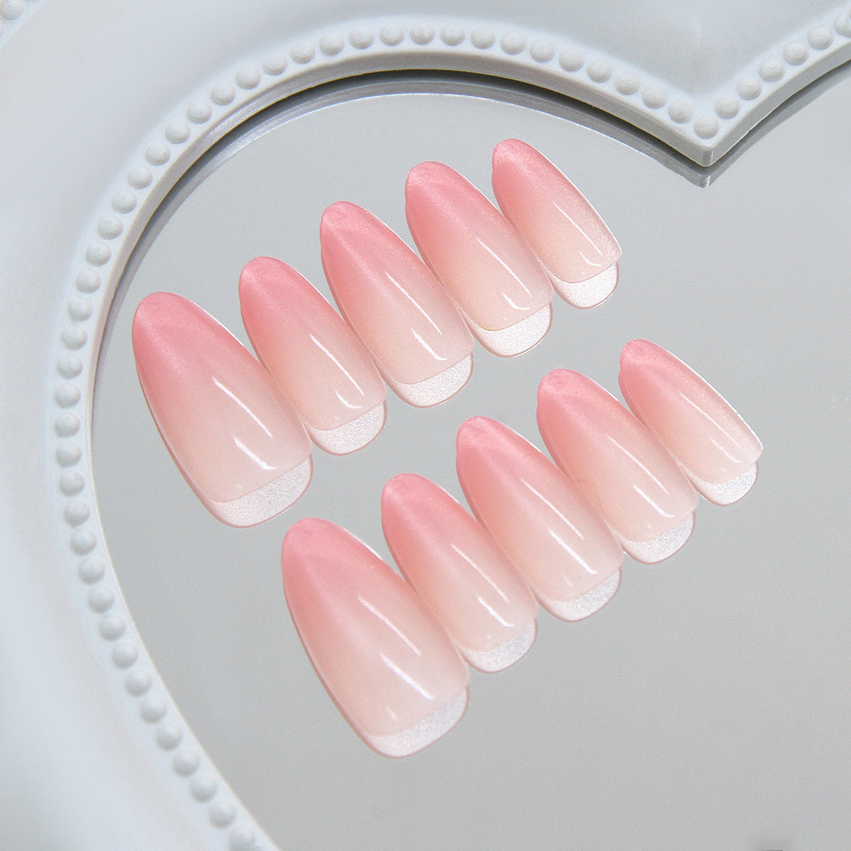 Dreamy Pastels Long Almond Light Pink Ombre Press On Nail Set