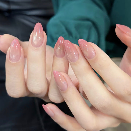 Blush Romance Medium Almond Pink Ombre Press On Nail Set