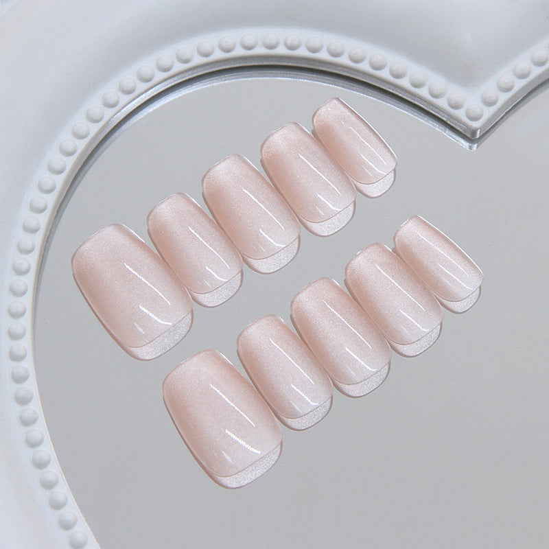 Elegant Serenity Short Square Pale Pink Shimmer Press On Nail Set