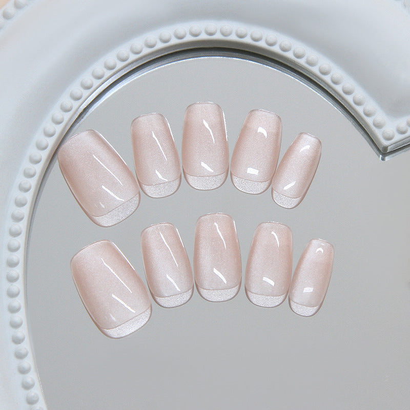 Chic Elegance Short Square Blush Ombre Nail Set