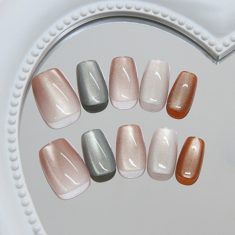 Chic Elegance Short Square Neutral with Shimmer Press On Nail Set