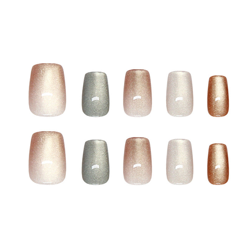 Glamorous Elegance Short Square Shimmering Metallic Press On Nail Set