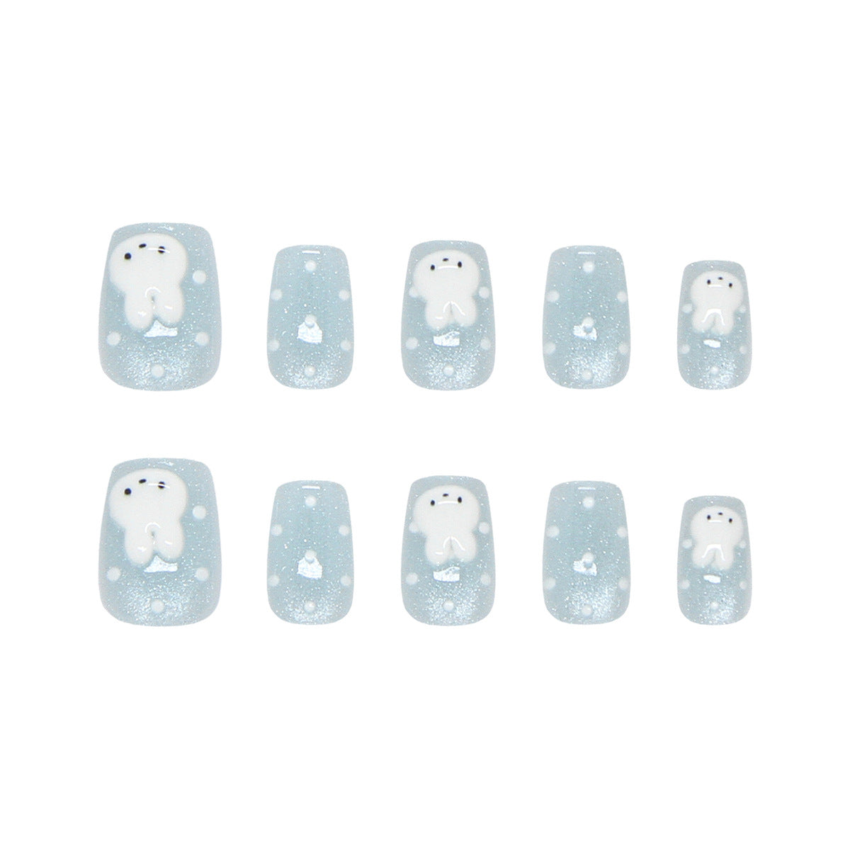 Winter Wonderland Short Square Sky Blue with Adorable Snowman Design Press-On Nail Set