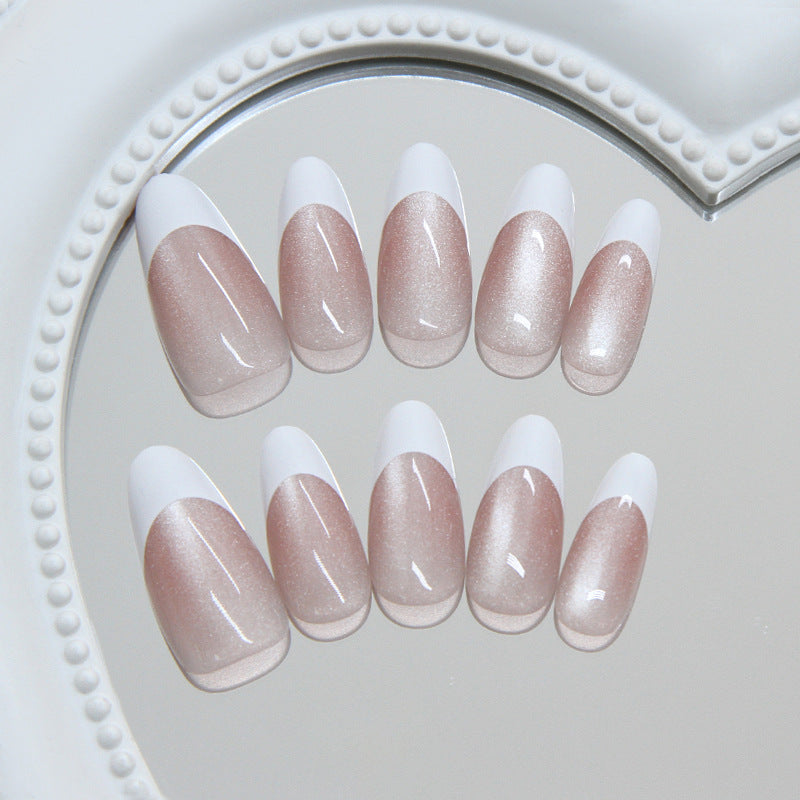 Whimsical Elegance Long Almond Blush Gradient Press on Nail Set