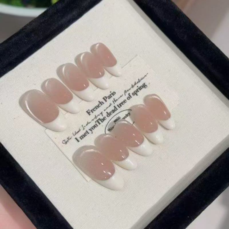 Blossoming Elegance Medium Almond Blush with Glossy Finish Press On Nail Set