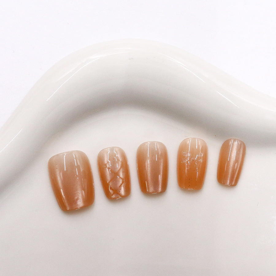 Elegance of Nature Short Square Beige Glossy Nail Set