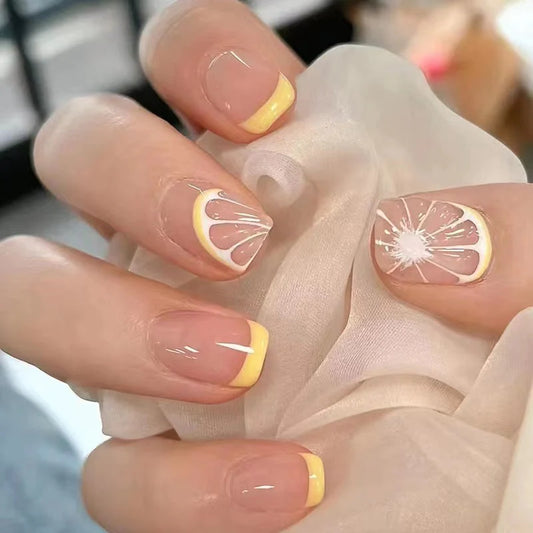 When Life Gives You Lemons Short Square Yellow Fruit Press On Nails