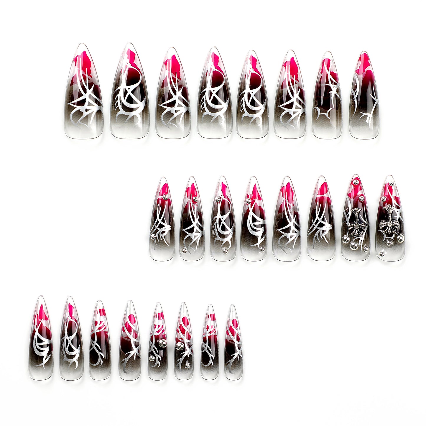 Demon Slayer Long Stiletto Red Y2K Press On Nails