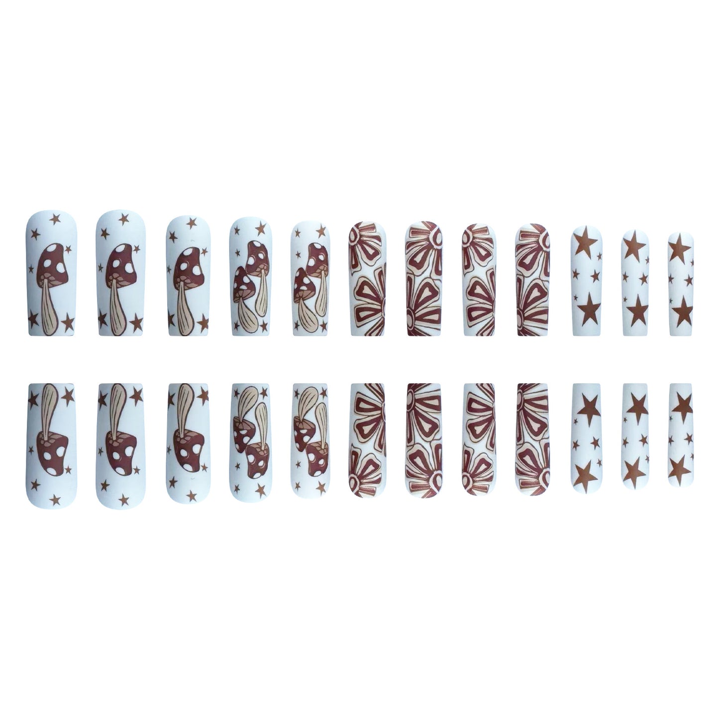 Vibing Long Square Brown Bold Press On Nails