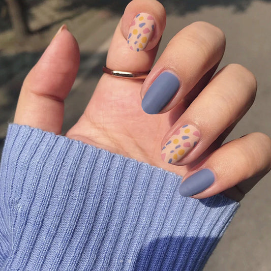 Colorful Whimsy Medium Oval Matte Finish Press-On Nail Set