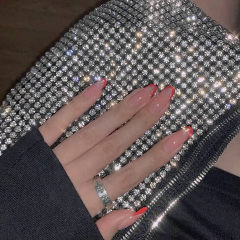 Twilight Sparkle Long Coffin Pink and Red Ombre Press on Nails with Glitter Accents