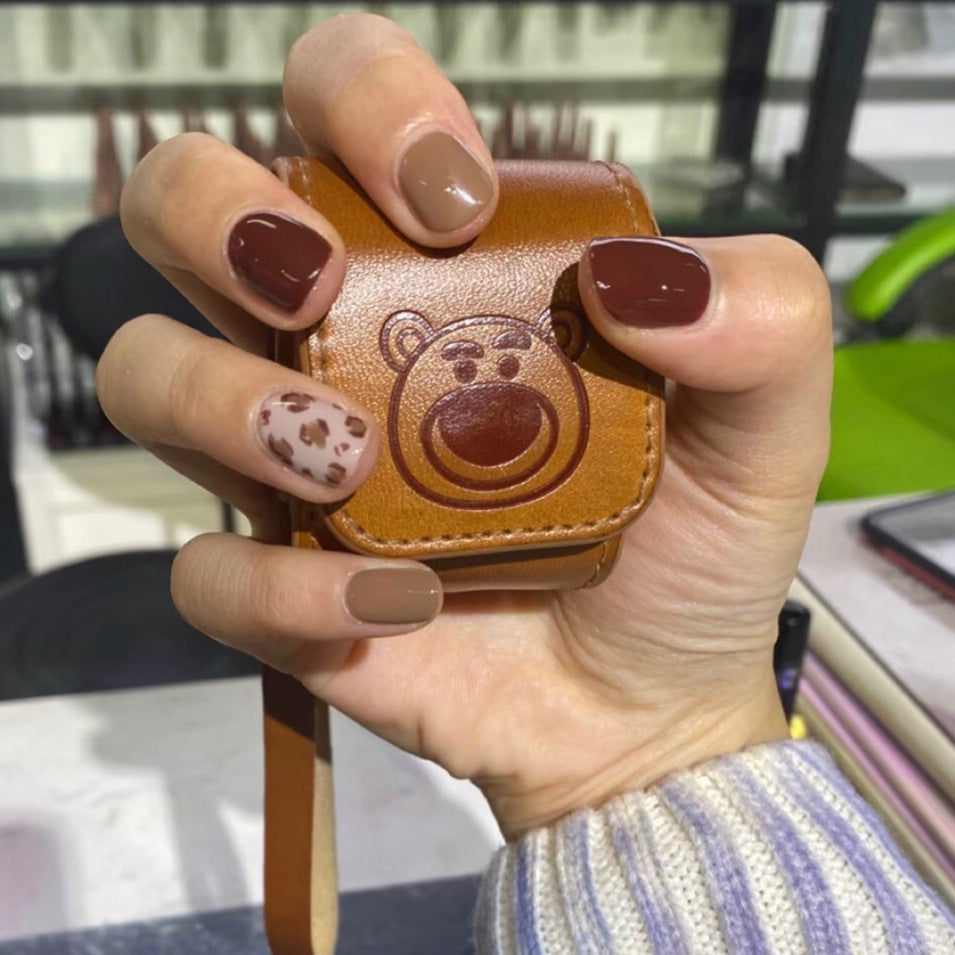 Autumn Elegance Short Length Square Maroon and Beige Press On Nail Set with Animal Print Accent