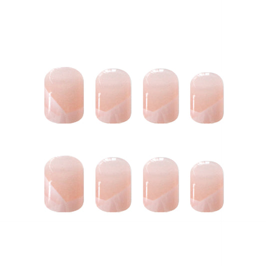 Chic Serenity Short Squoval Blush Pink Marble Effect Press On Nail Set